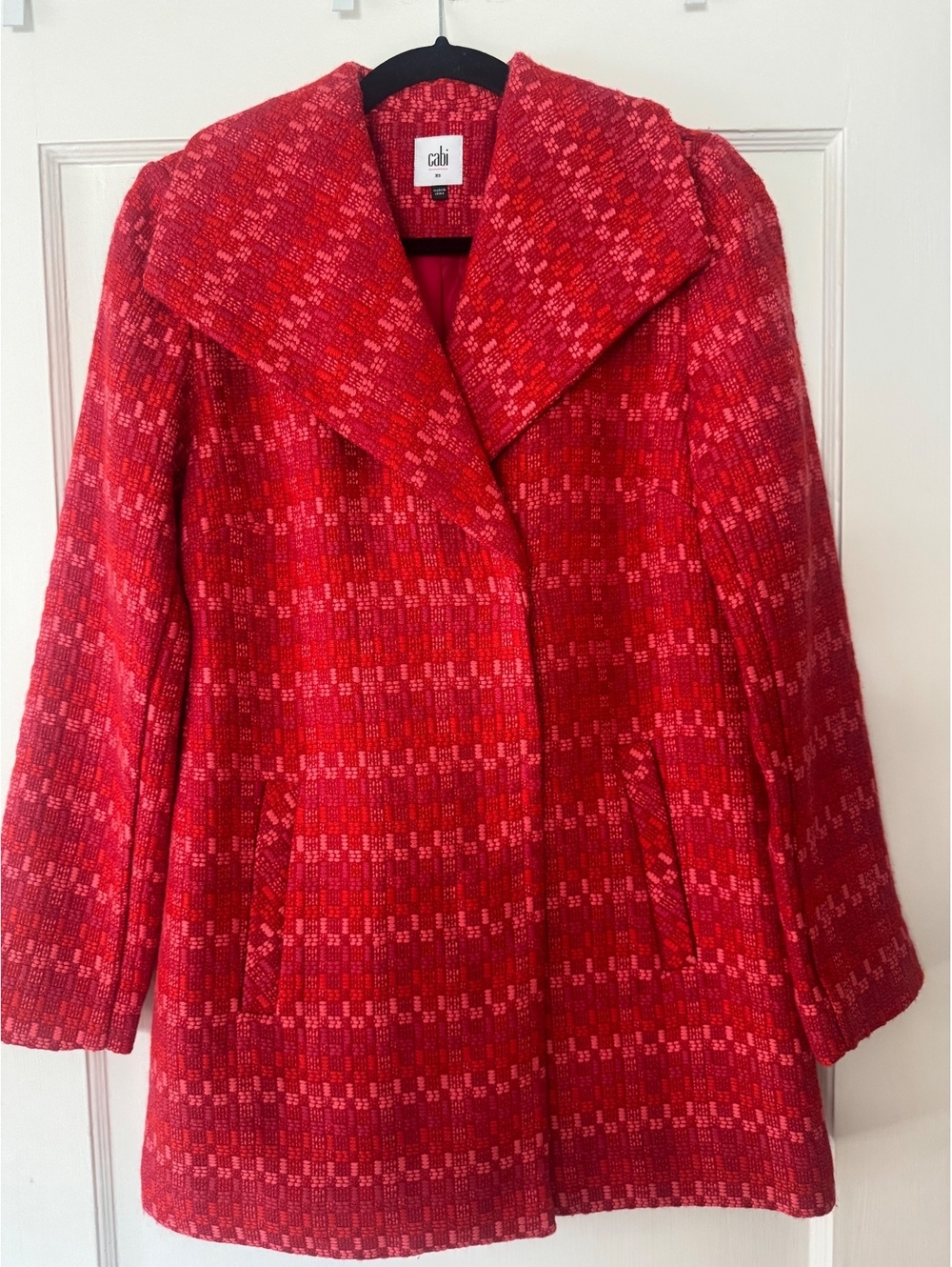 Cabi Red Textured Double-Breasted Statement Jacket - Size XS